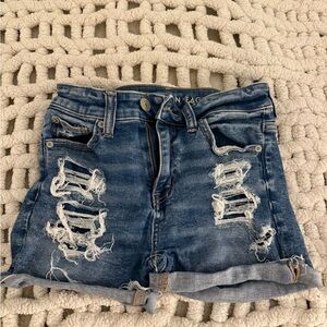 American Eagle Outfitters Women's Ripped Blue Jean Shorts